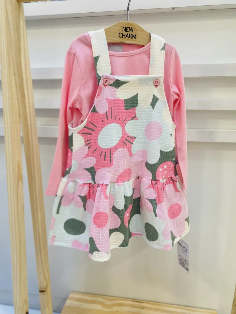 CONJUNTO FEMININO INFANTIL VESTIDO+MANGA LONGA
