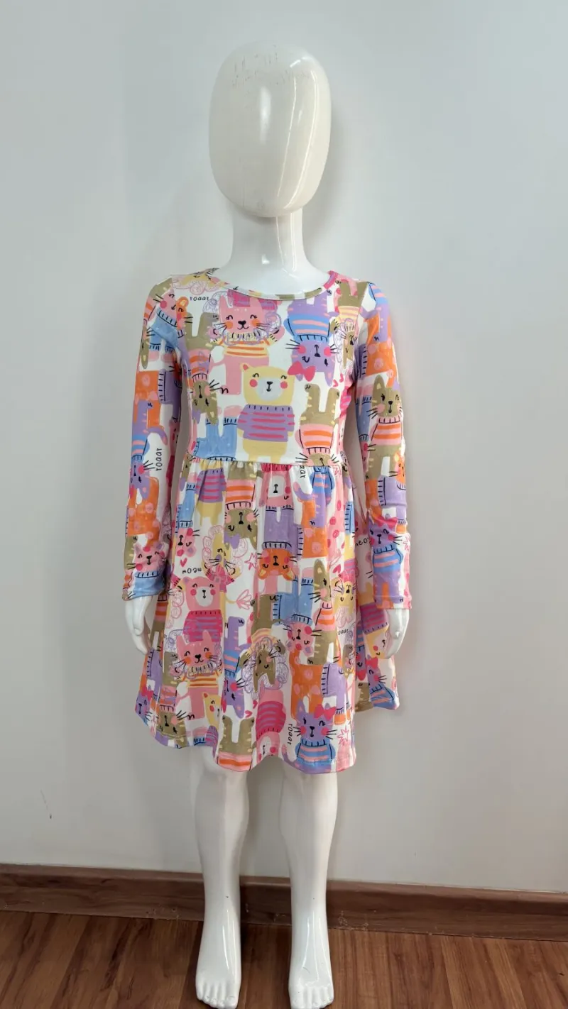 VESTIDO FEMININO INFANTIL CURTO MANGA LONGA