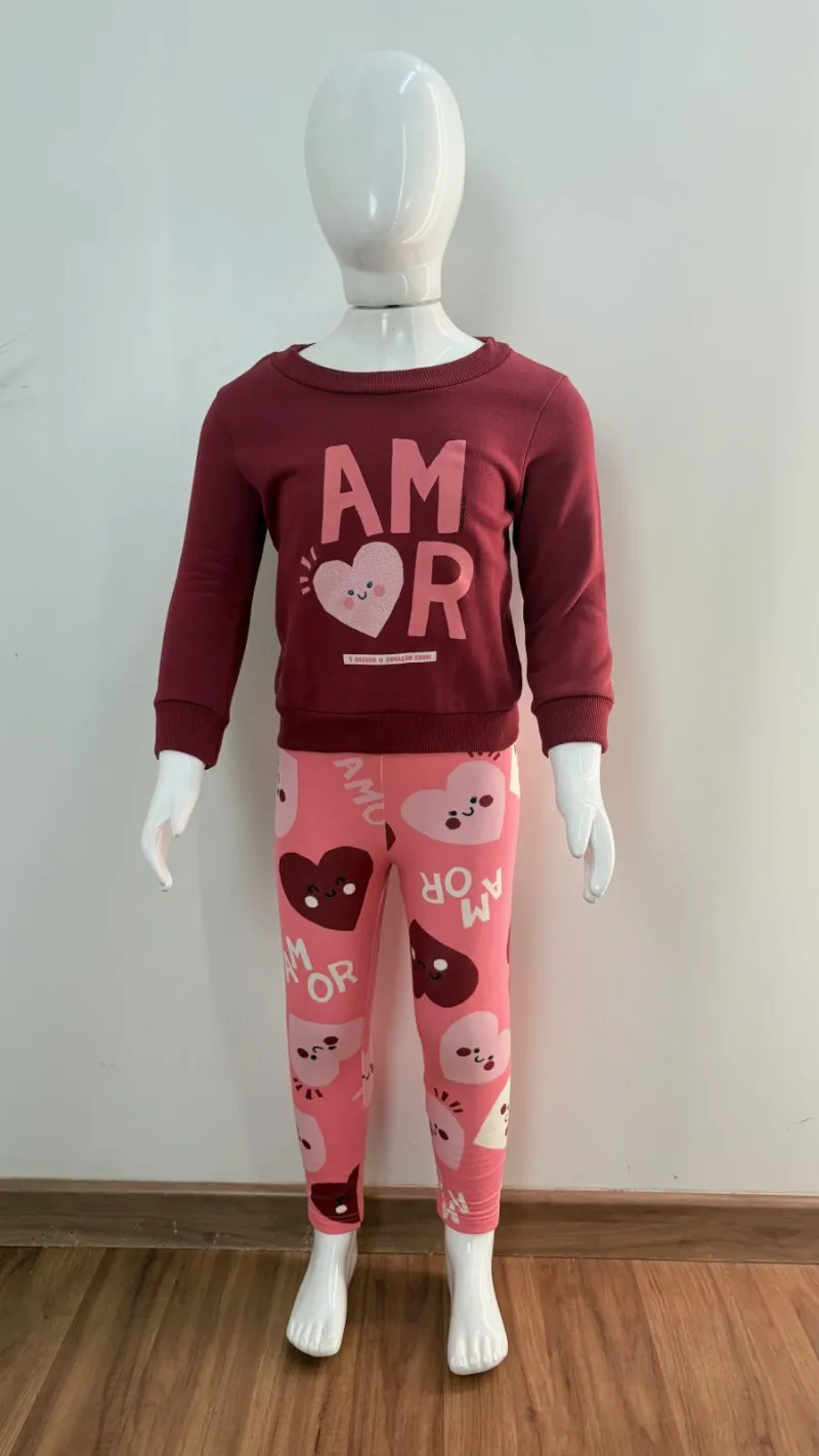 CONJUNTO FEMININO INFANTIL MANGA LONGA+CALÇA MLT