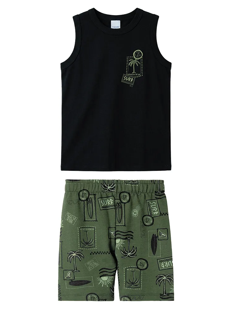 MALWEE — CONJUNTO MASCULINO INFANTIL REGATA+BERMUDA