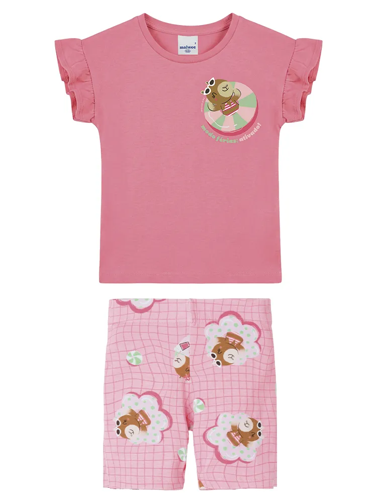 MALWEE — CONJUNTO FEMININO INFANTIL MANGA CURTA+BERMUDA