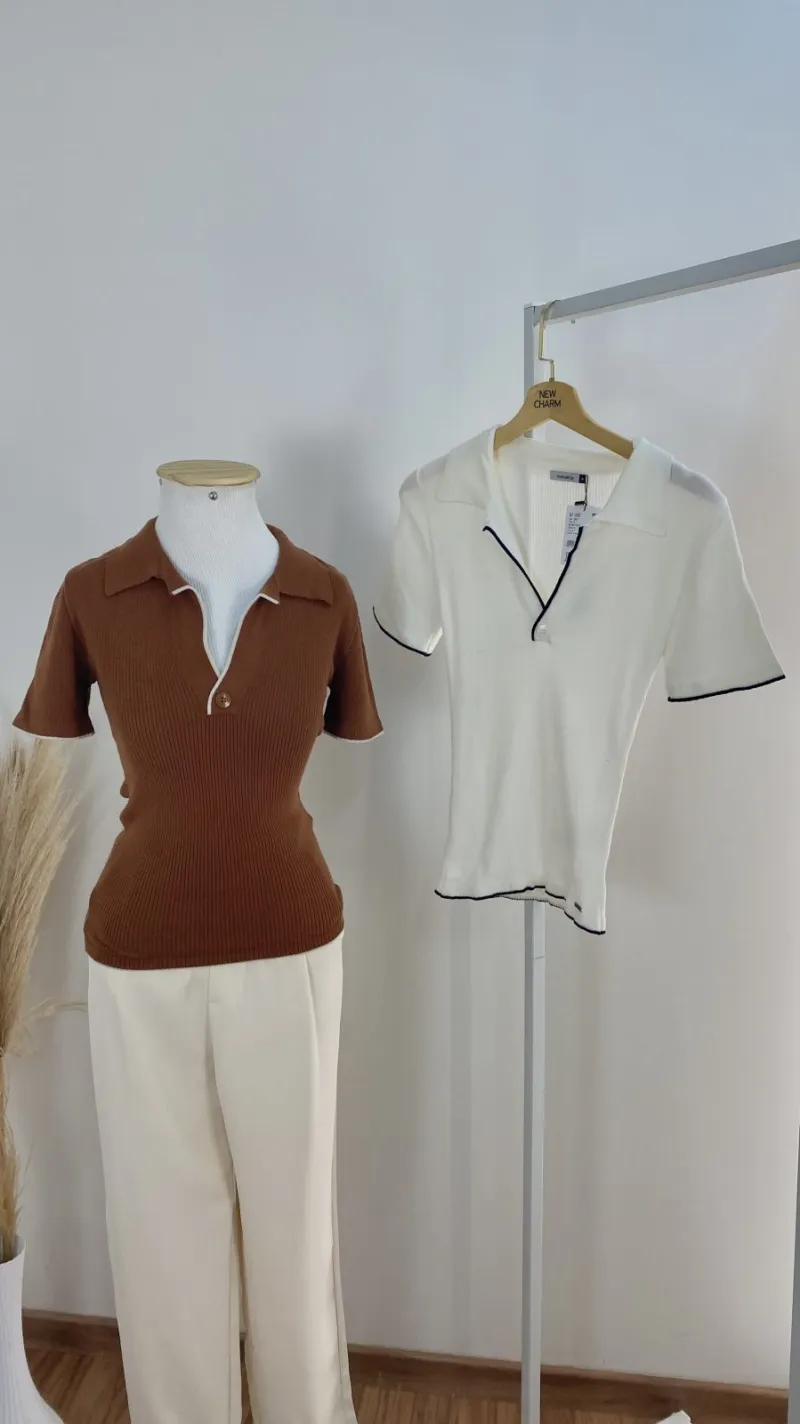 POLO FEMININO ADULTO SEM MANGA TRICOT