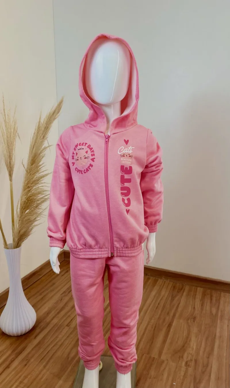 CONJUNTO FEMININO INFANTIL JAQUETA+CALÇA MOLETOM