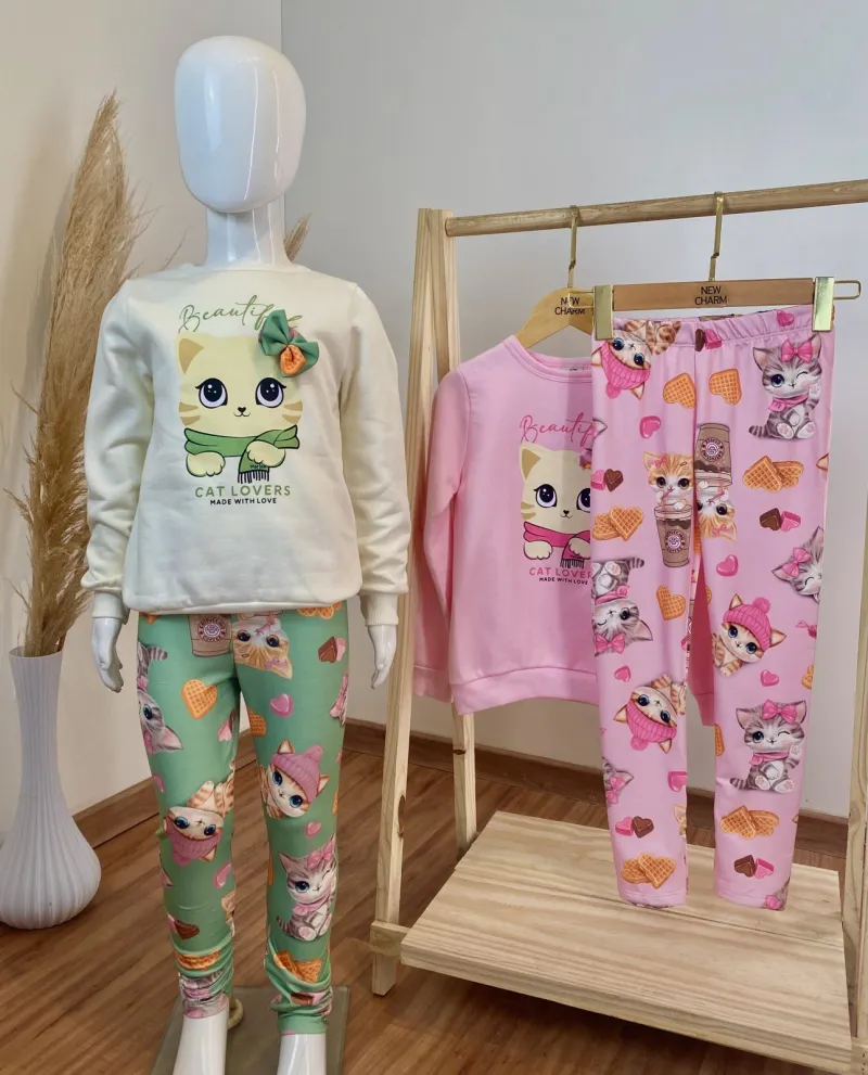 CONJUNTO FEMININO INFANTIL CASACO+CALÇA
