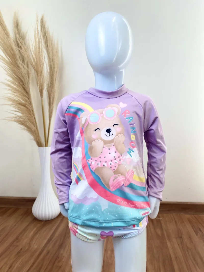 CONJUNTO FEMININO INFANTIL MANGA LONGA+CNH PROTEÇÃO UV