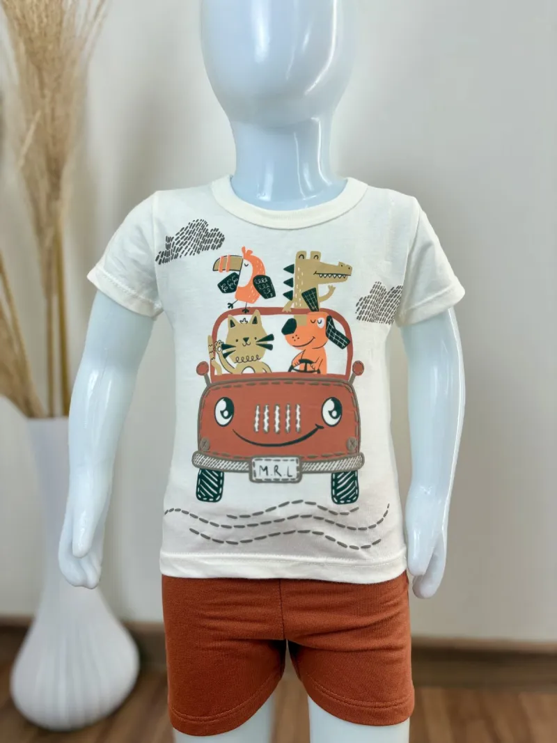 CONJUNTO MASCULINO INFANTIL SEM MANGA+BERMUDA