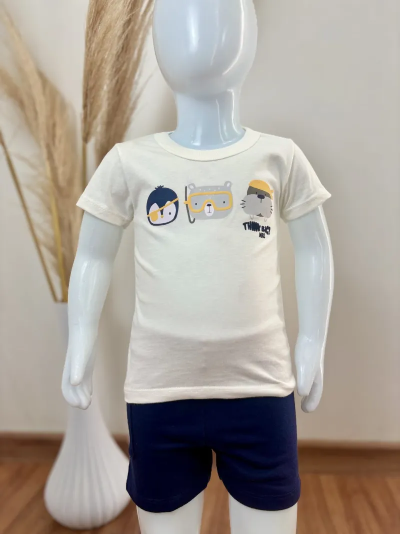 CONJUNTO MASCULINO INFANTIL SEM MANGA+BERMUDA