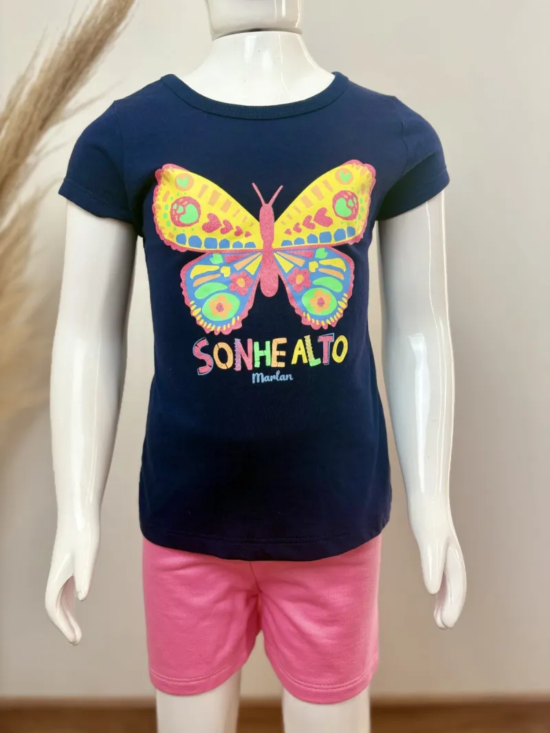 CONJUNTO FEMININO INFANTIL SEM MANGA+SHORTS