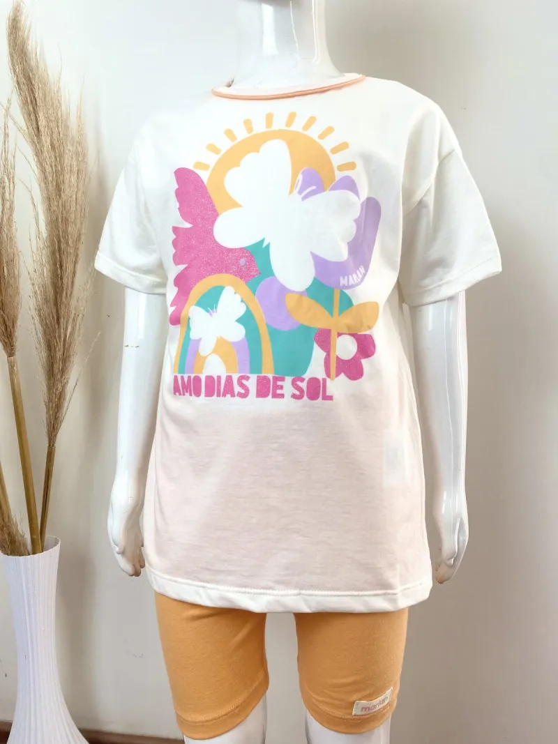 CONJUNTO FEMININO INFANTIL SEM MANGA+SHORTS