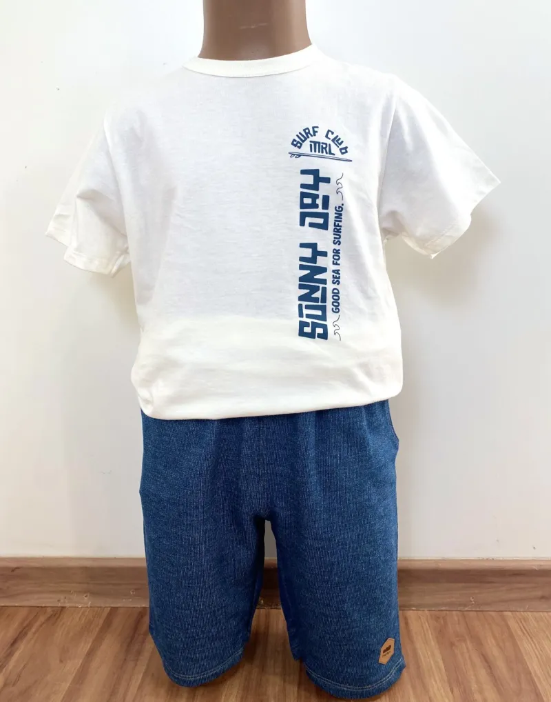 CONJUNTO MASCULINO INFANTIL SEM MANGA+BERMUDA