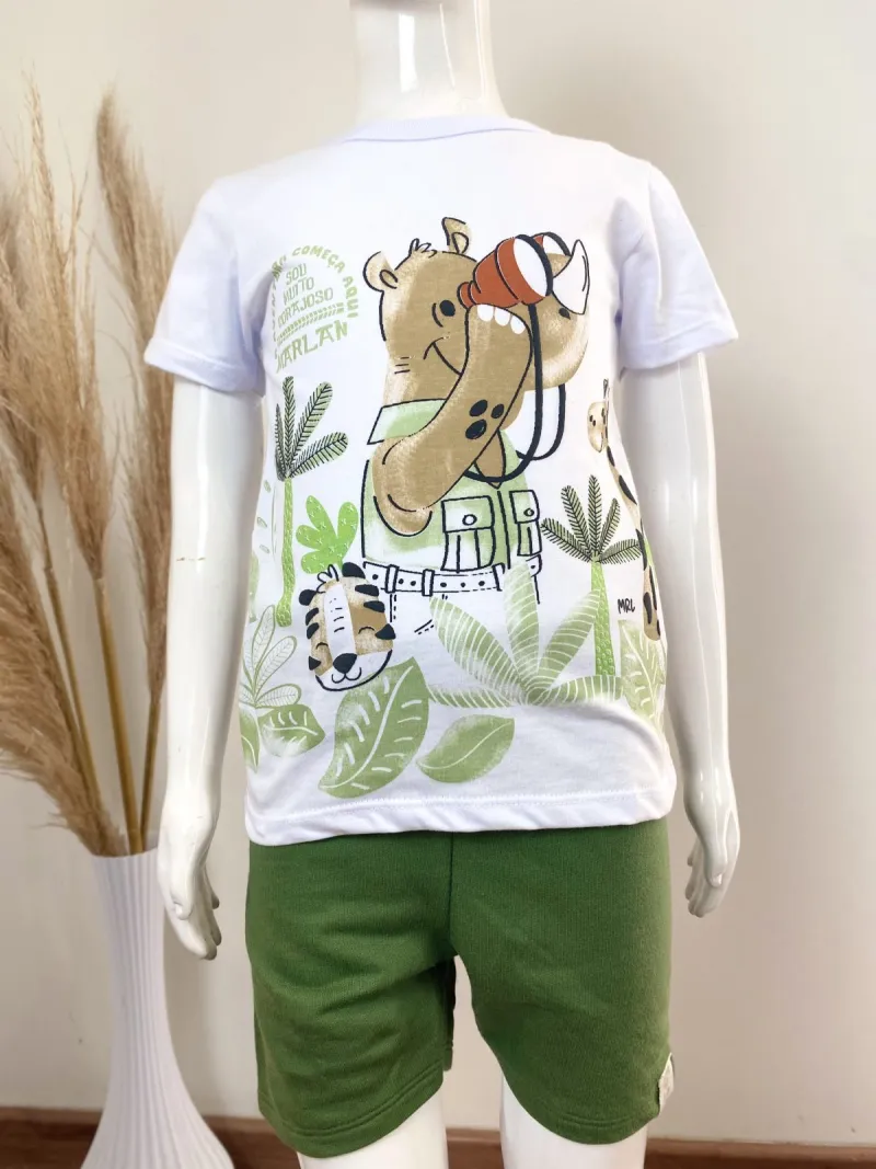 CONJUNTO MASCULINO INFANTIL SEM MANGA+BERMUDA