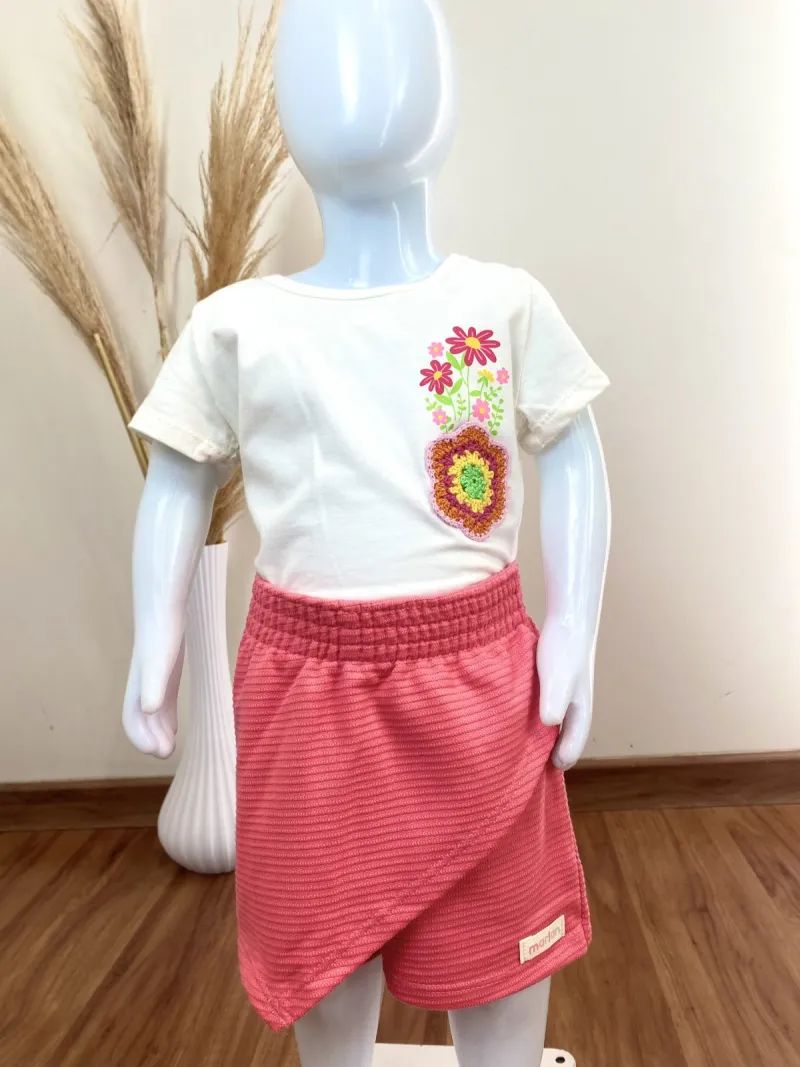 CONJUNTO FEMININO INFANTIL SEM MANGA+SHORTS
