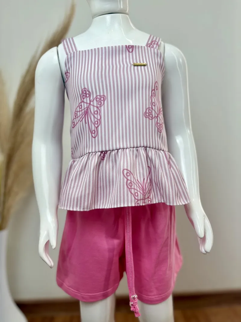 CONJUNTO FEMININO INFANTIL SM+SHORTS