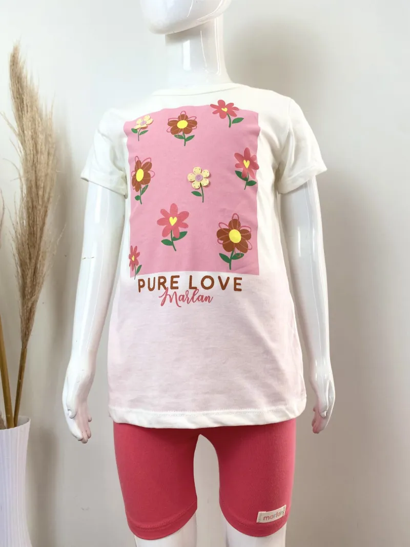 CONJUNTO FEMININO INFANTIL SEM MANGA+SHORTS