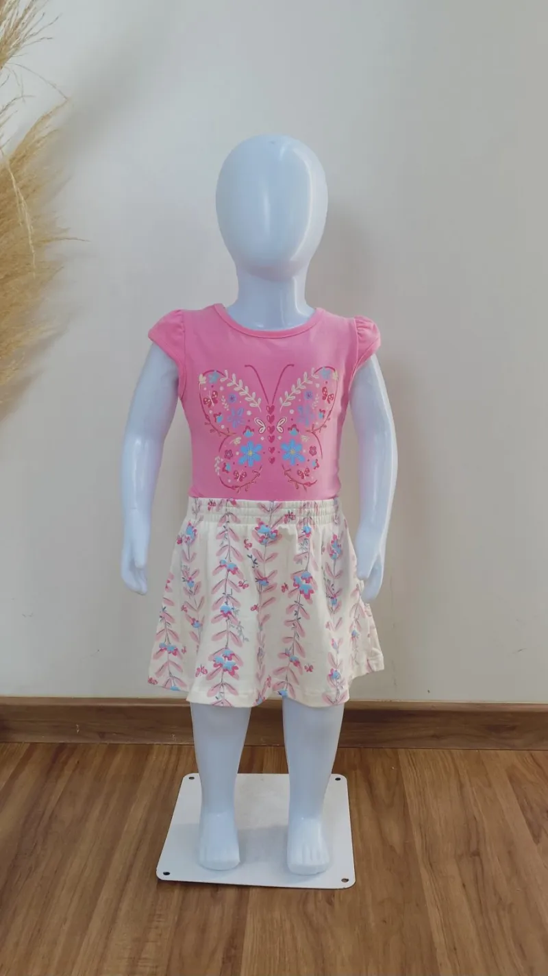 CONJUNTO FEMININO INFANTIL SEM MANGA+SAIA