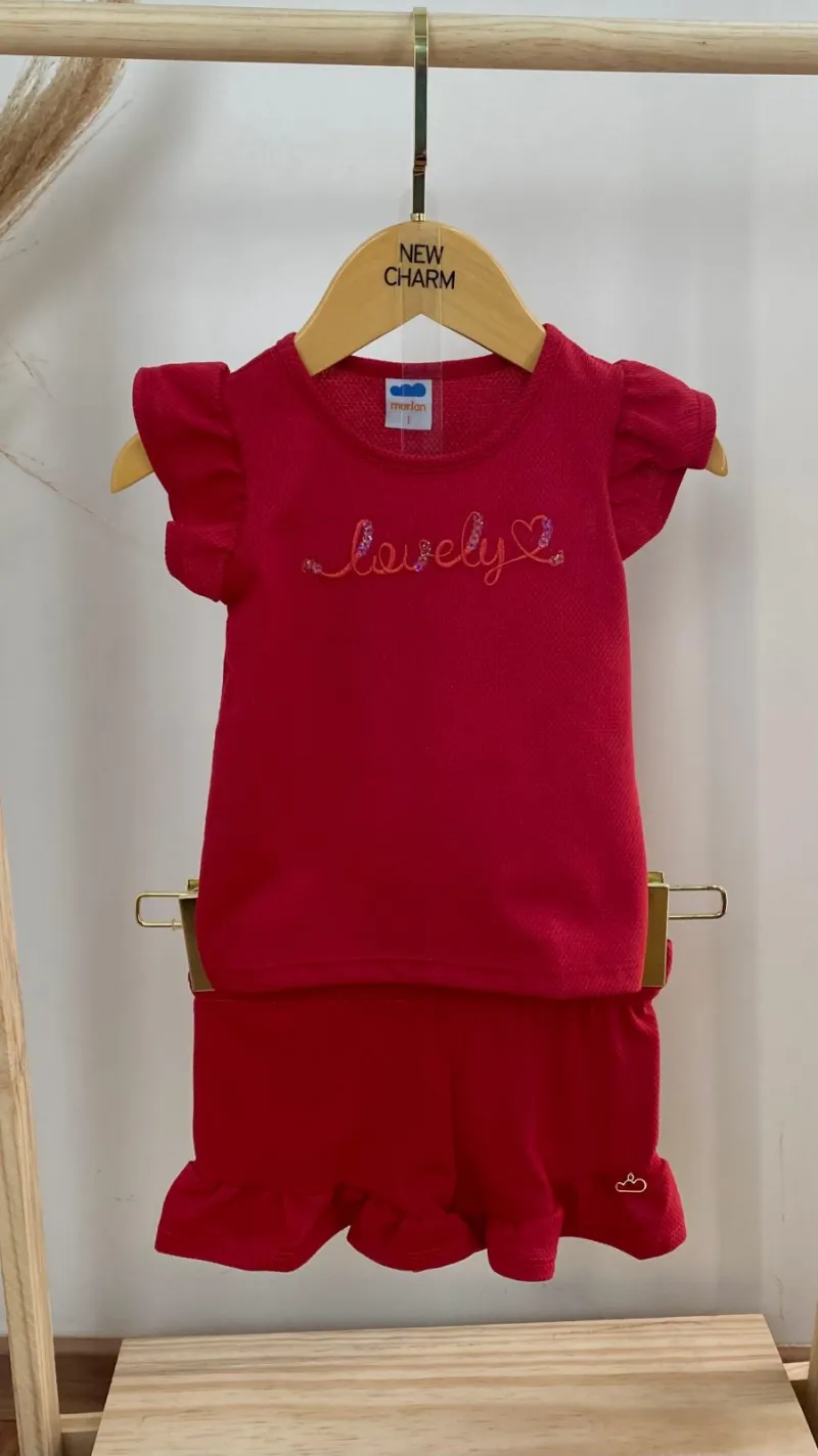 CONJUNTO FEMININO INFANTIL SEM MANGA+SHRT