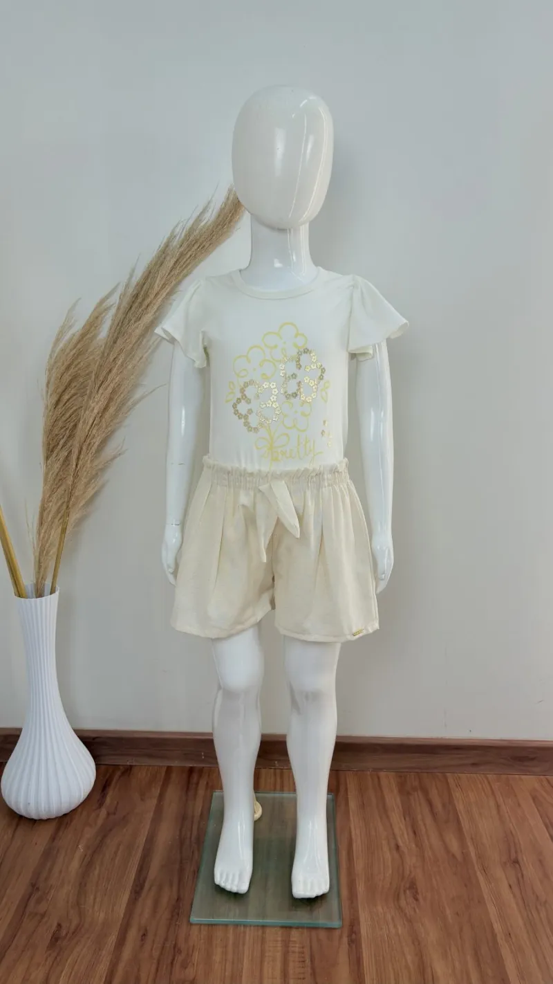 CONJUNTO FEMININO INFANTIL SEM MANGA+SHRT
