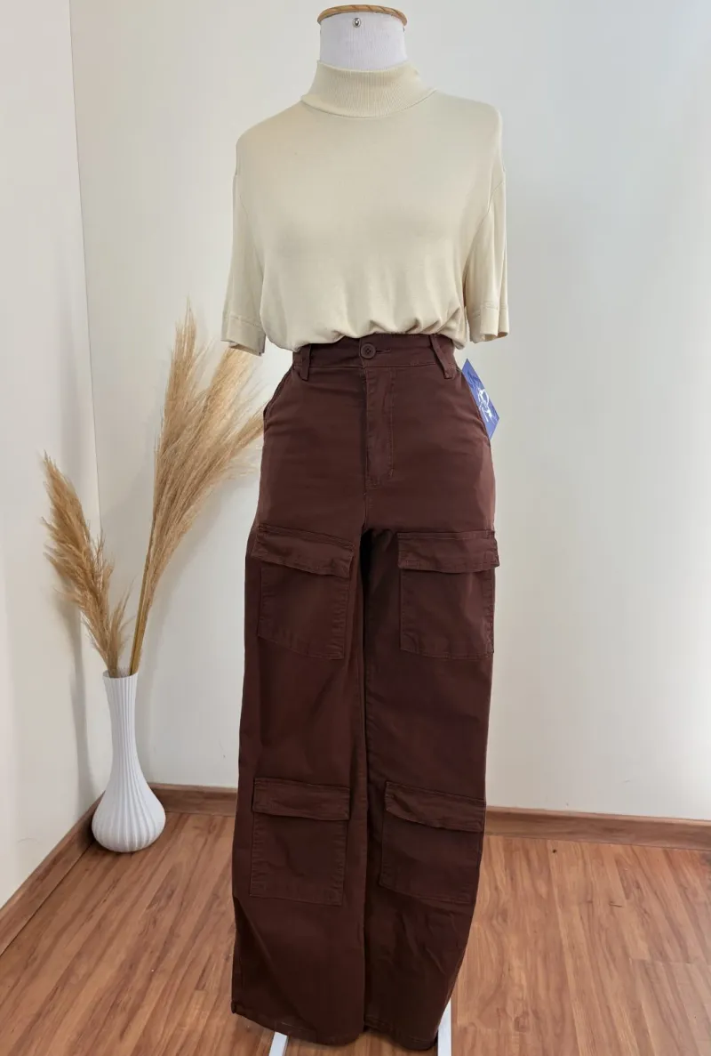 CALCA FEMININO ADULTO WIDE LEG CARGO