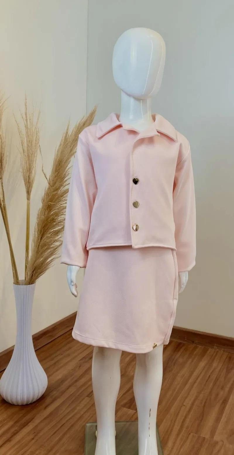 CONJUNTO FEMININO INFANTIL CASACO+SAIA