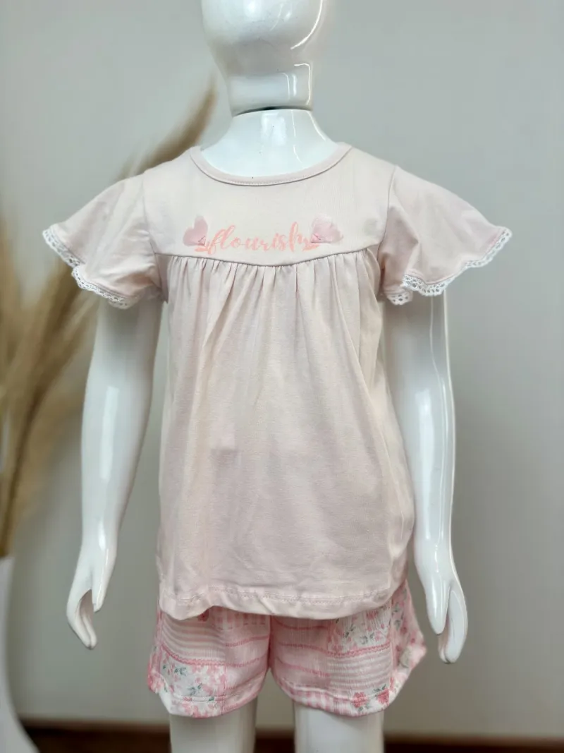 CONJUNTO FEMININO INFANTIL SEM MANGA+SHORTS
