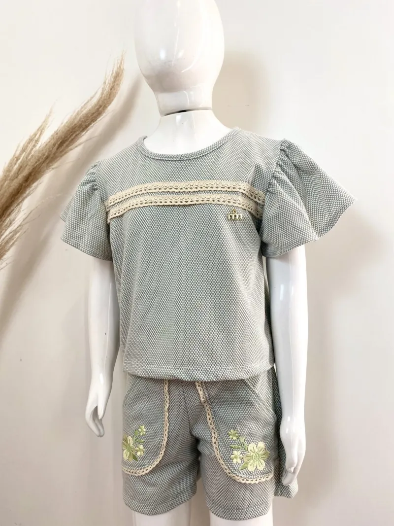 CONJUNTO FEMININO INFANTIL SEM MANGA+SHORTS