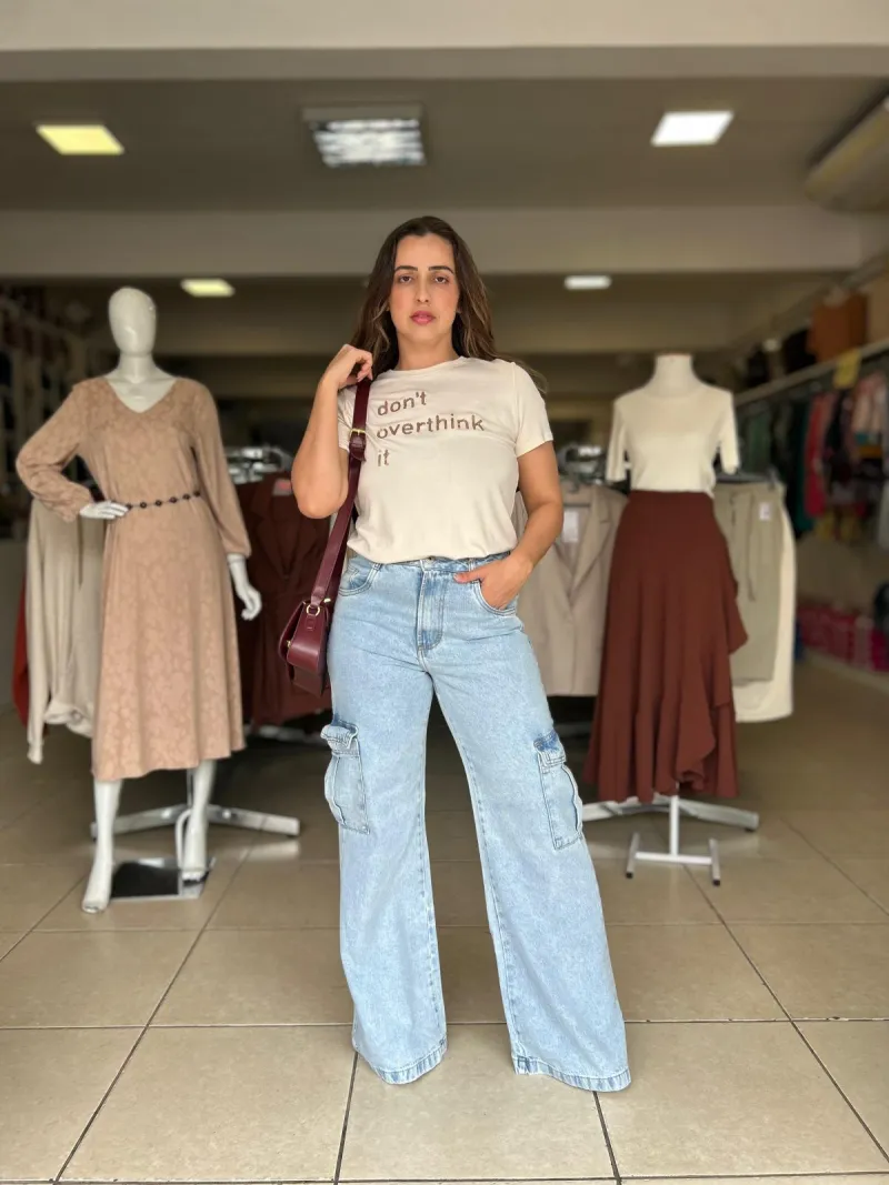 CALÇA FEMININO CARGO WIDE LEG LEG