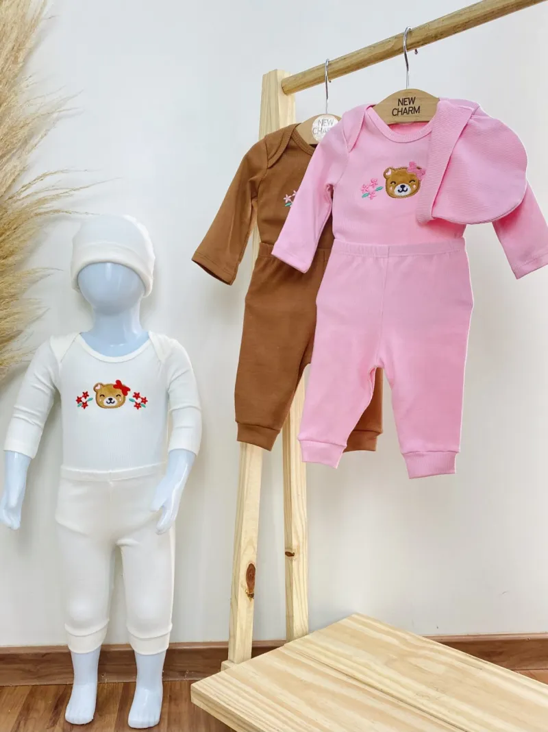 CONJUNTO FEMININO INFANTIL BODY MANGA LONGA+CALÇA+TOUC