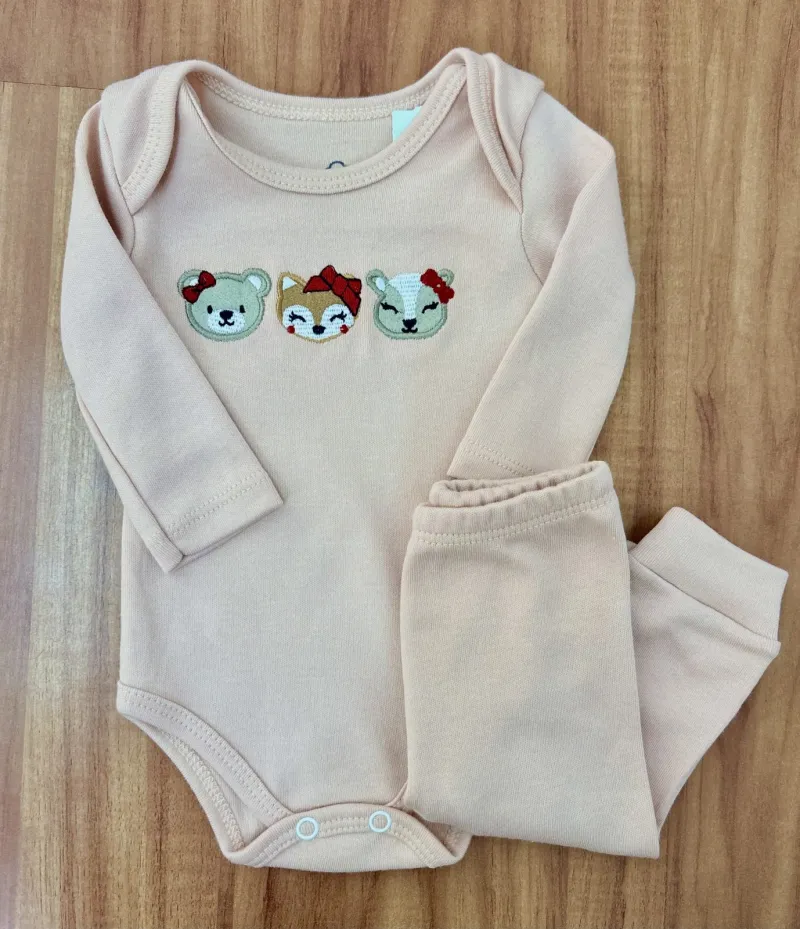 CONJUNTO FEMININO INFANTIL BODY MANGA LONGA+CALÇA