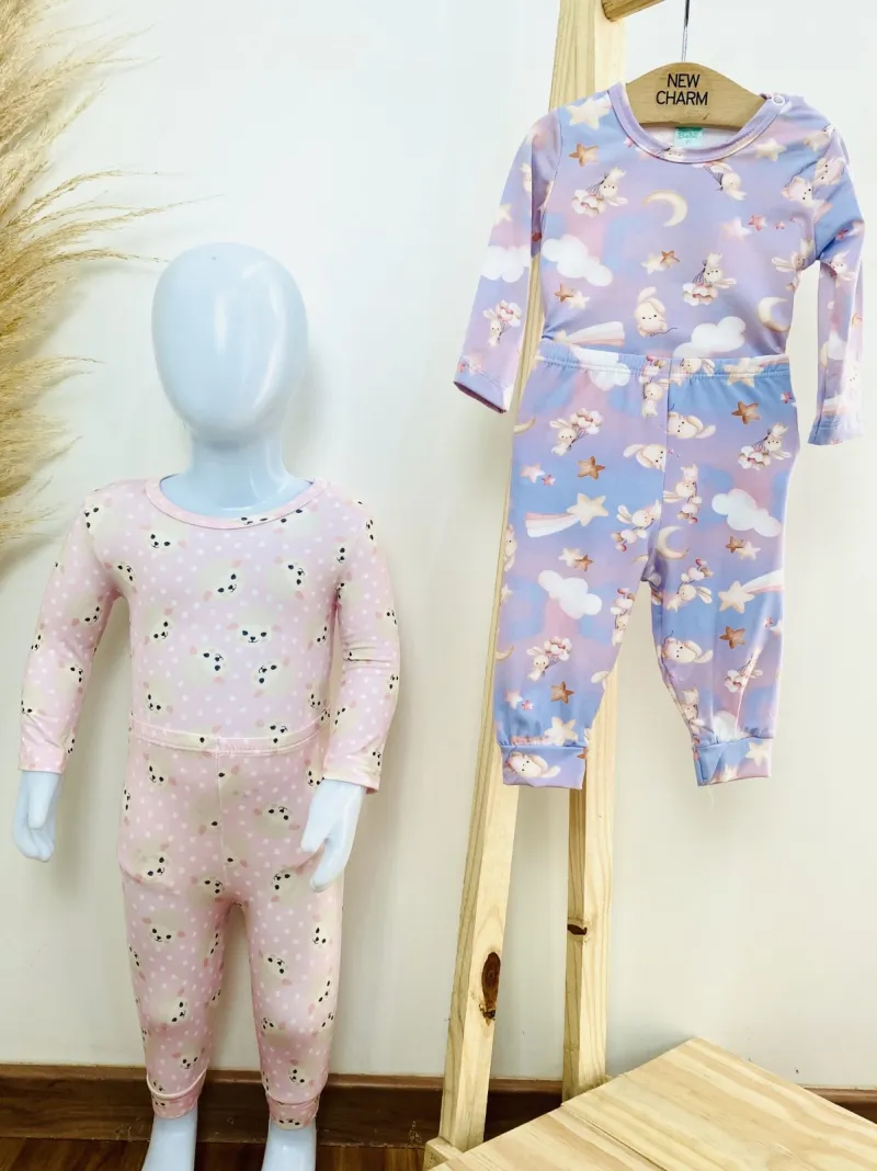 CONJUNTO FEMININO INFANTIL BODY MANGA LONGA+CALÇA