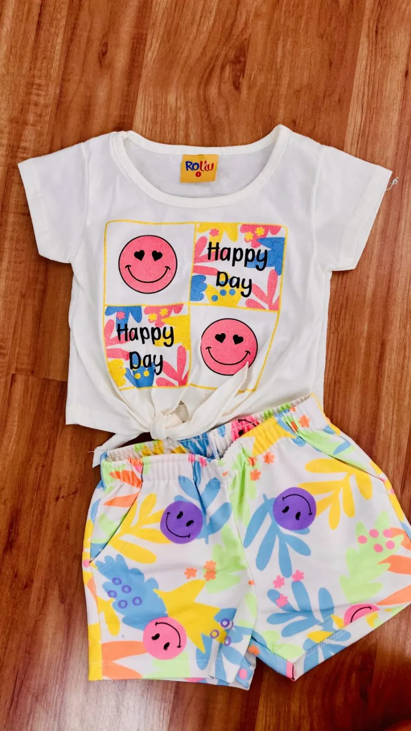 CONJUNTO FEMININO INFANTIL SEM MANGA+SHORTS R01