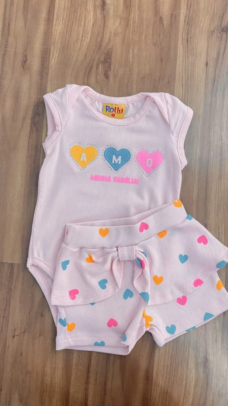 CONJUNTO FEMININO INFANTIL BODY+SHORTS R01