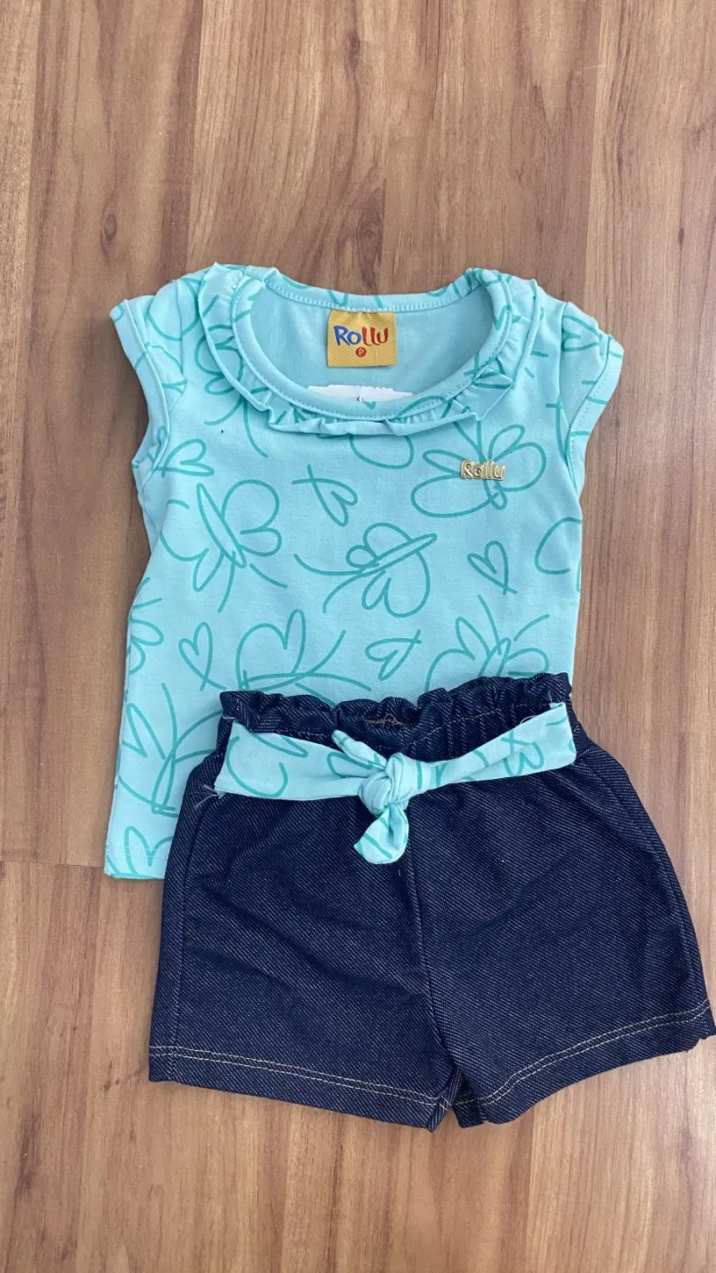 CONJUNTO FEMININO INFANTIL SEM MANGA+SHORTS R01