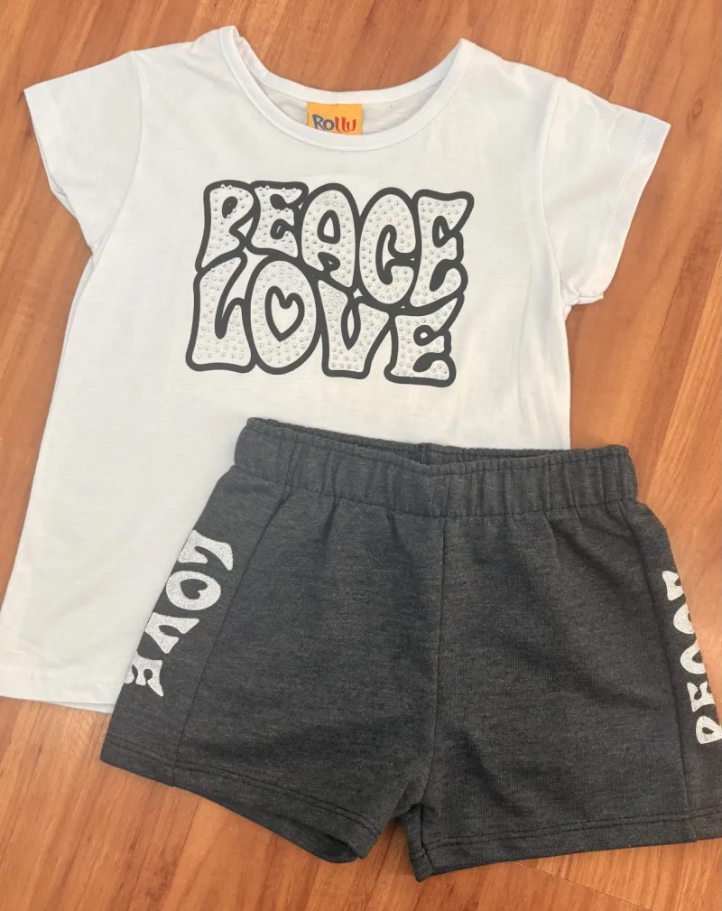CONJUNTO FEMININO INFANTIL SEM MANGA+SHORTS R01
