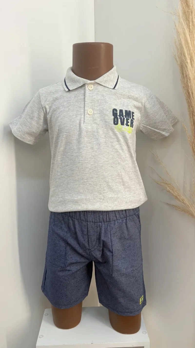 CONJUNTO MASCULINO INFANTIL SEM MANGA+BRASIL R01