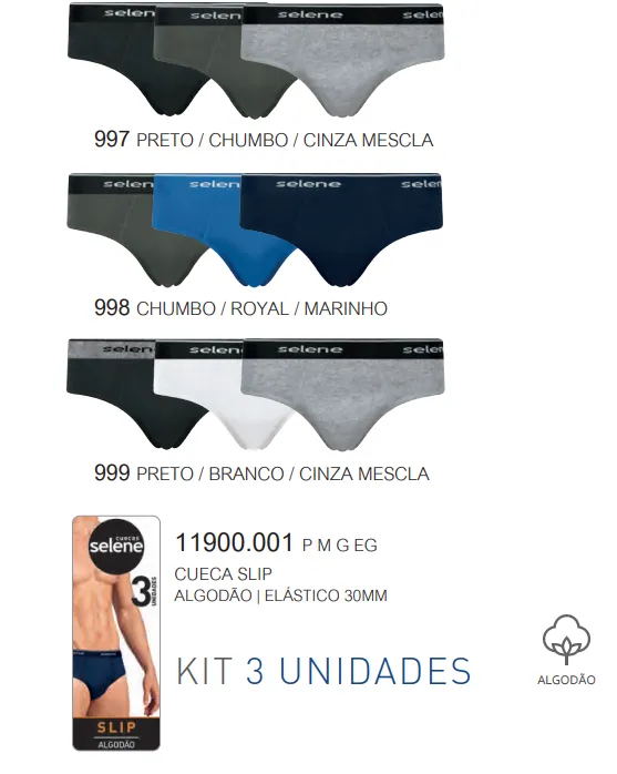 KIT CUECA SLIP C/3 R132