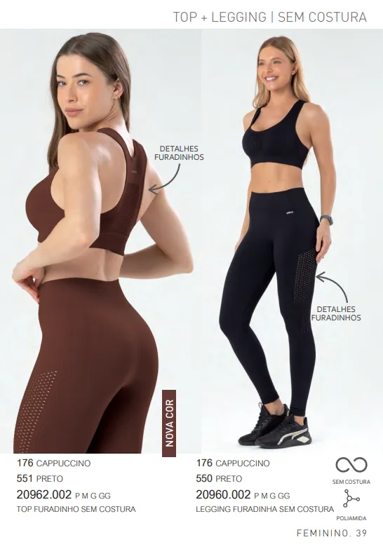 LEGGING FEMININO ADULTO FITNESS S/COSTURA