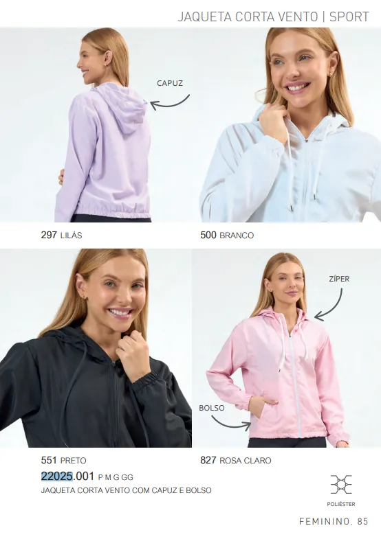 JAQUETA FEMININO ADULTO CURTO VENTO
