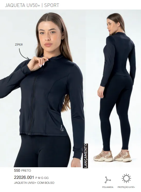 JAQUETA FEMININO ADULTO FITNESS PROTEÇÃO UV