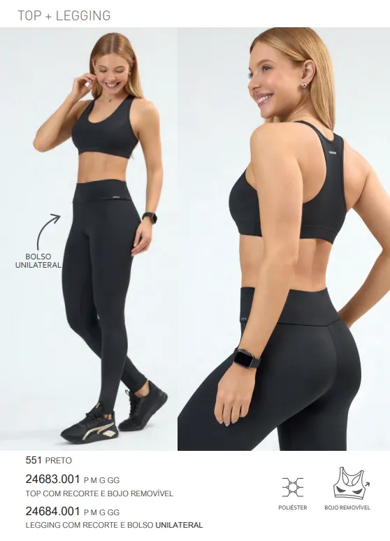 LEGGING FEMININO ADULTO FITNESS C/BOLSO