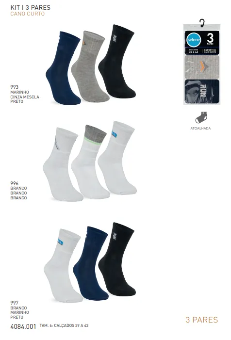 KIT MEIA MASCULINO CANO CURTO R132