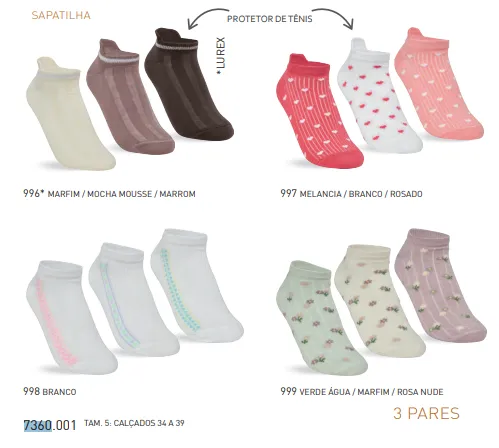 KIT MEIA FEMININO SOQUETE SELENE