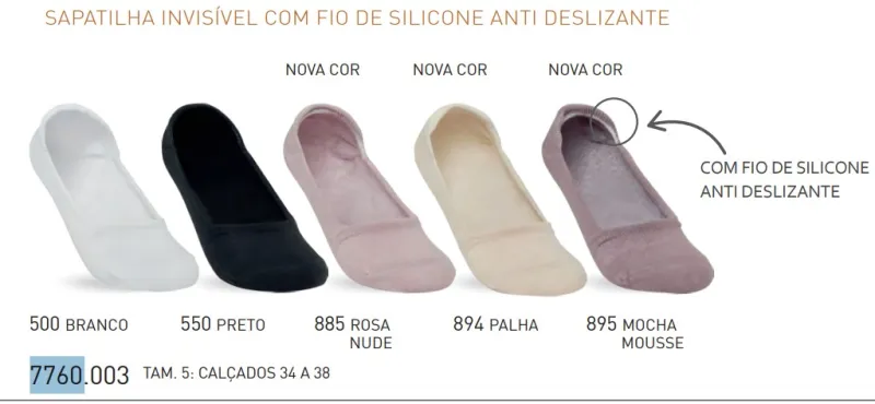 MEIA FEMININO ADULTO SAPATILHA INVSL