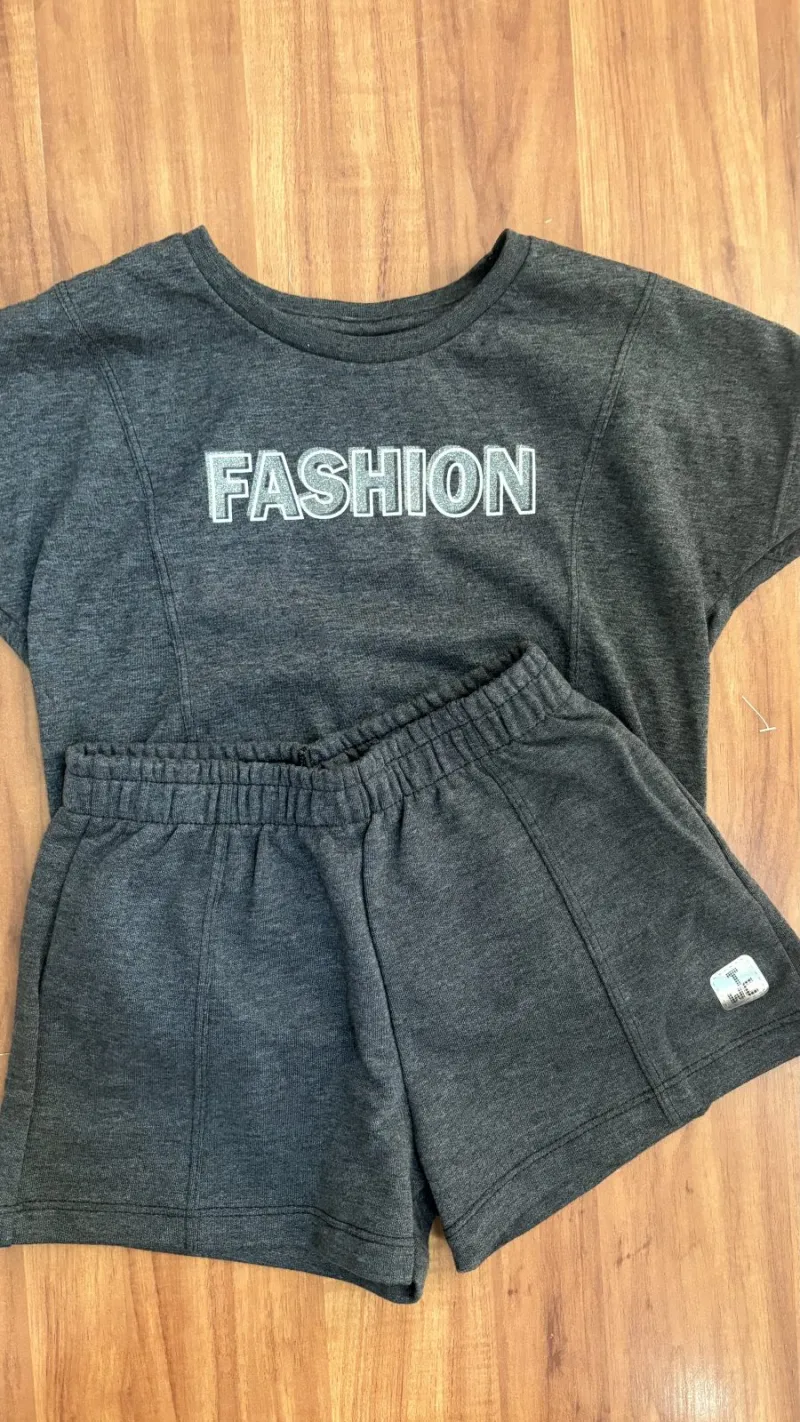 CONJUNTO FEMININO INFANTIL SEM MANGA+SHORT R02
