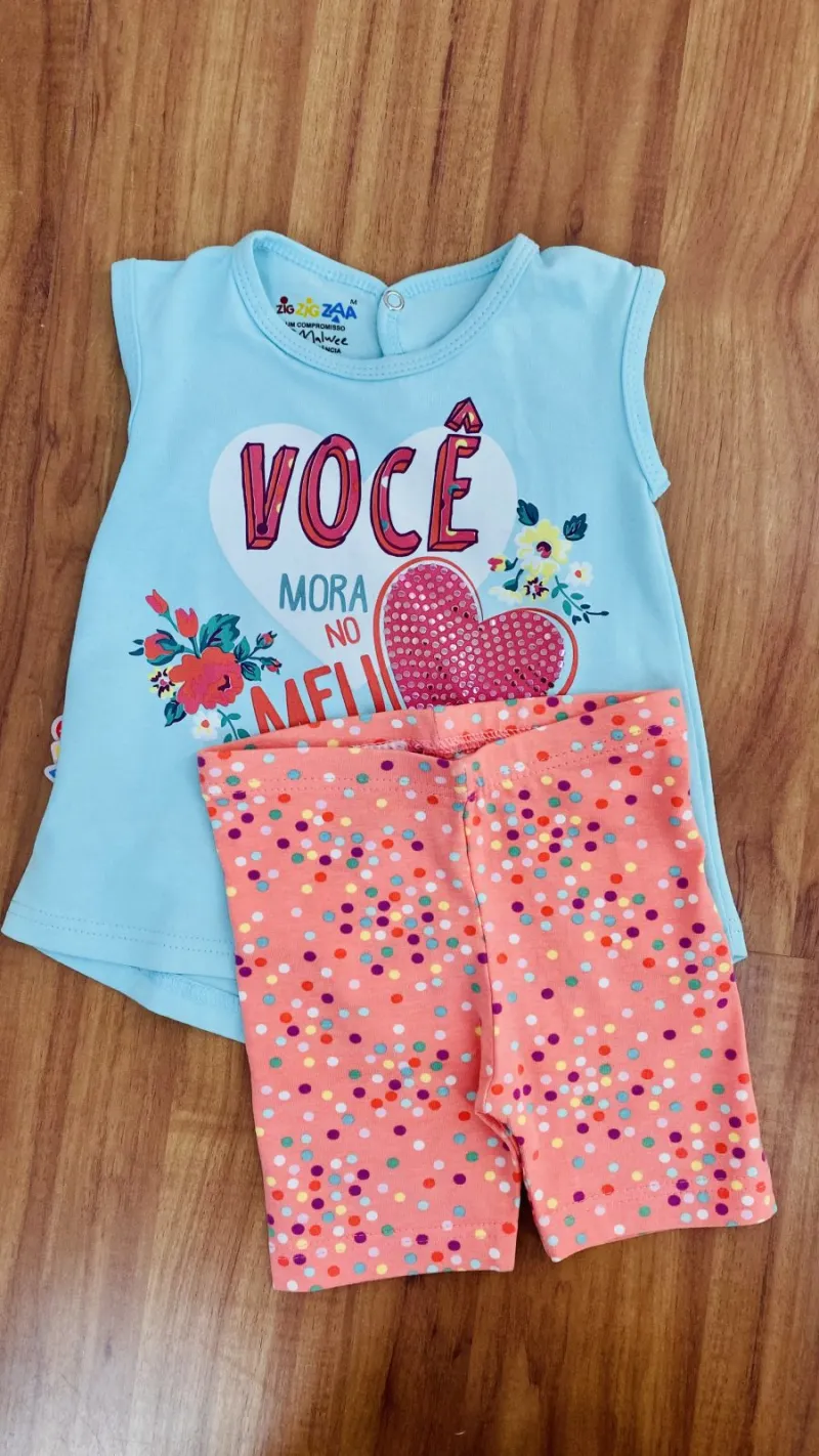 CONJUNTO. FEMININO INFANTIL SEM MANGA ZIGZIGZAA